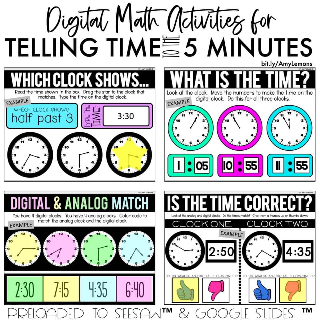 digital math activities telling time