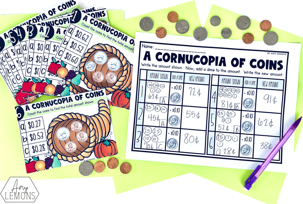 counting coins math center
