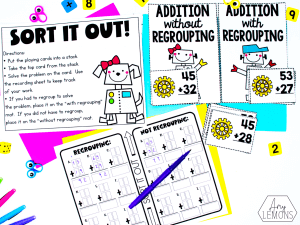 addition with regrouping math center 2