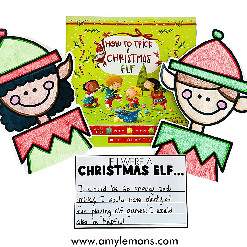 elf drawing and book christmas activity