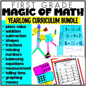 Cover of the 1st Grade Magic of Math yearlong math curriculum bundle