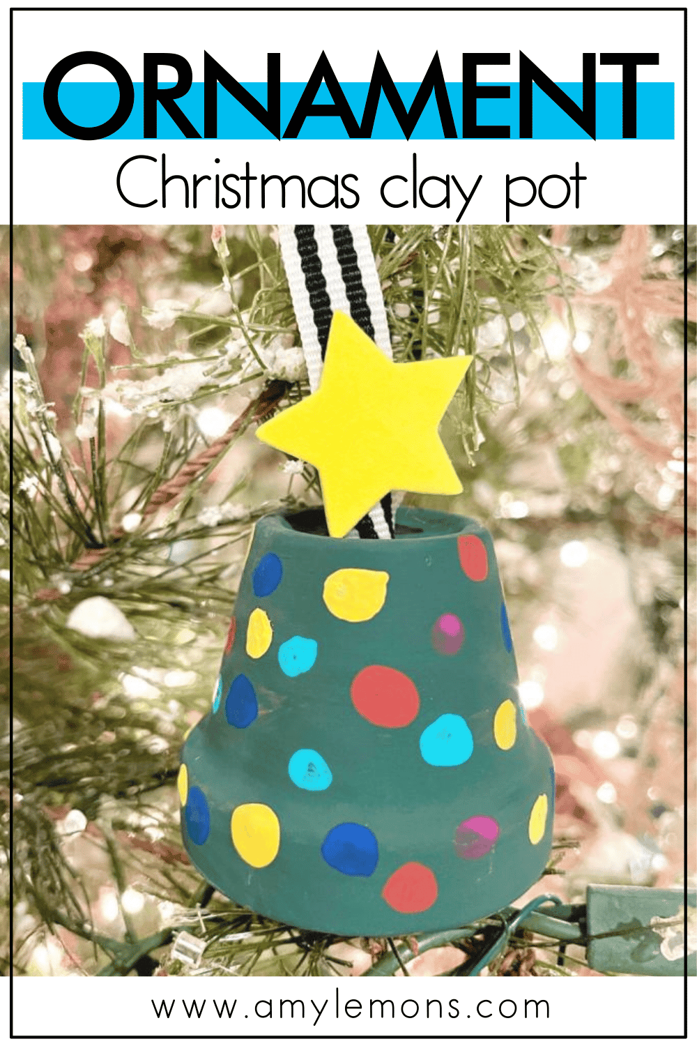 Christmas Tree Clay Pot Ornament Craft for Kids