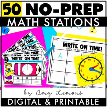 50 Digital and Printable Math Stations for 2nd Grade 1