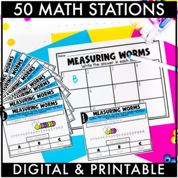 50 Digital and Printable Math Stations for 2nd Grade 4