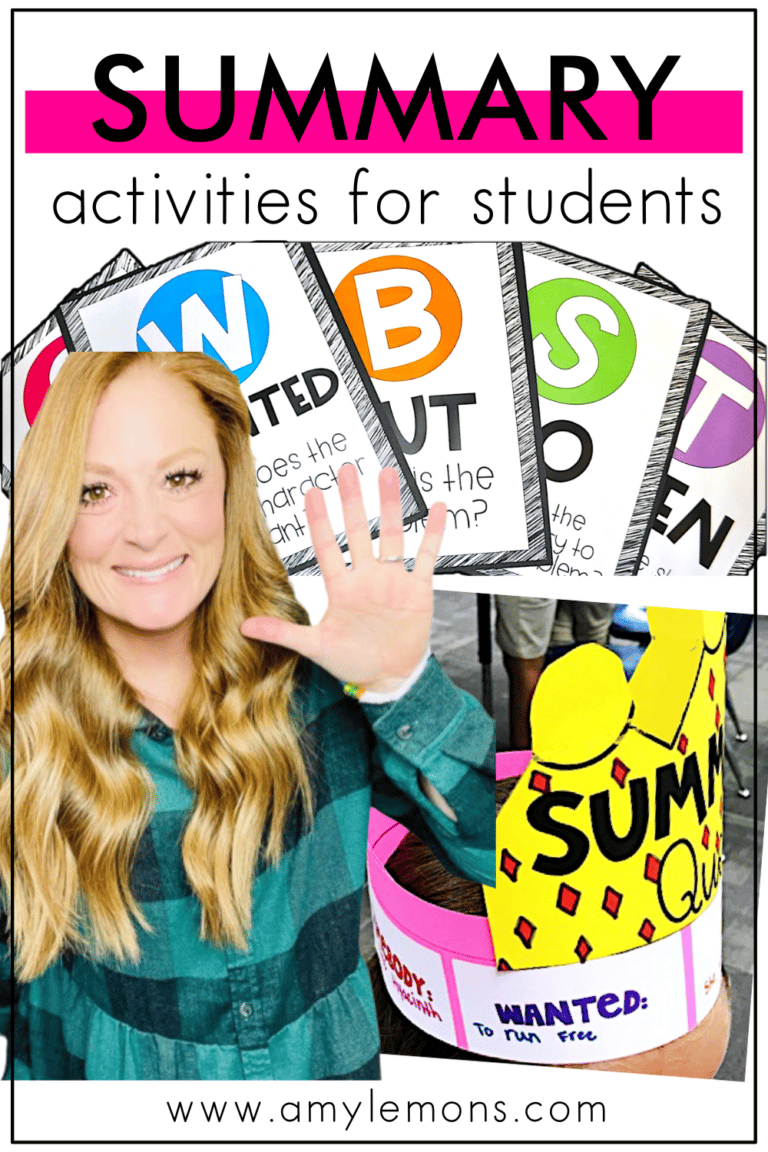 Summary activities for students with posters, activities, and crafts using the SWBST method.