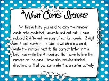 Activities for Place Value and Comparing and Ordering Numbers 3