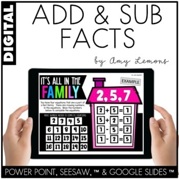 Digital Activities Addition and Subtraction Facts SEESAW GOOGLE SLIDESPP 1