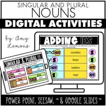 Digital Activities for Plural Nouns Seesaw Google Slides PowerPoint 1