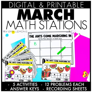 Digital and Printable March Math Stations 1