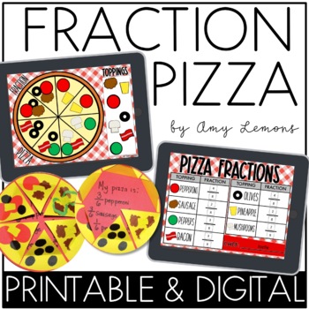 Digital and Printable Math Activity Fraction Pizza 1