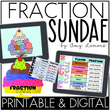 Digital and Printable Math Activity Fraction Sundae 1