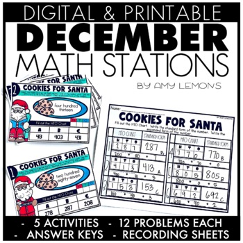 Digital and Printable Math Stations for December 1