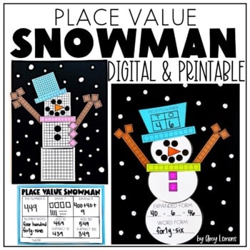 Digital and Printable Place Value Snowman 1