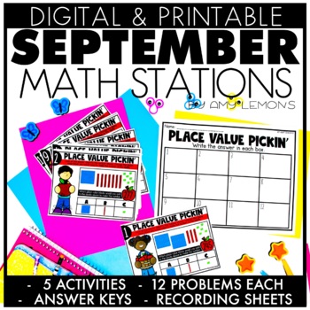 Digital and Printable September Math Stations 1