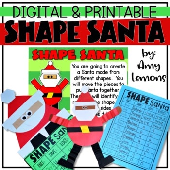Digital and Printable Shape Santa 2