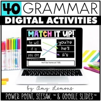 Grammar Bundle Digital Activities for Seesaw Google Slides PowerPoint 1
