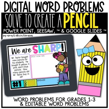 Solve to Create Digital Back to School Pencil SEESAW GOOGLE PPT 1