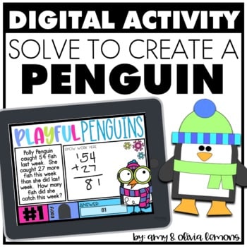 Solve to Create Digital Winter Activity Penguin SEESAW GOOGLE PPT 1