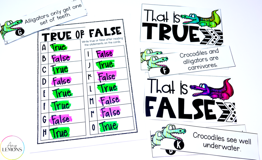 true versus false activity 