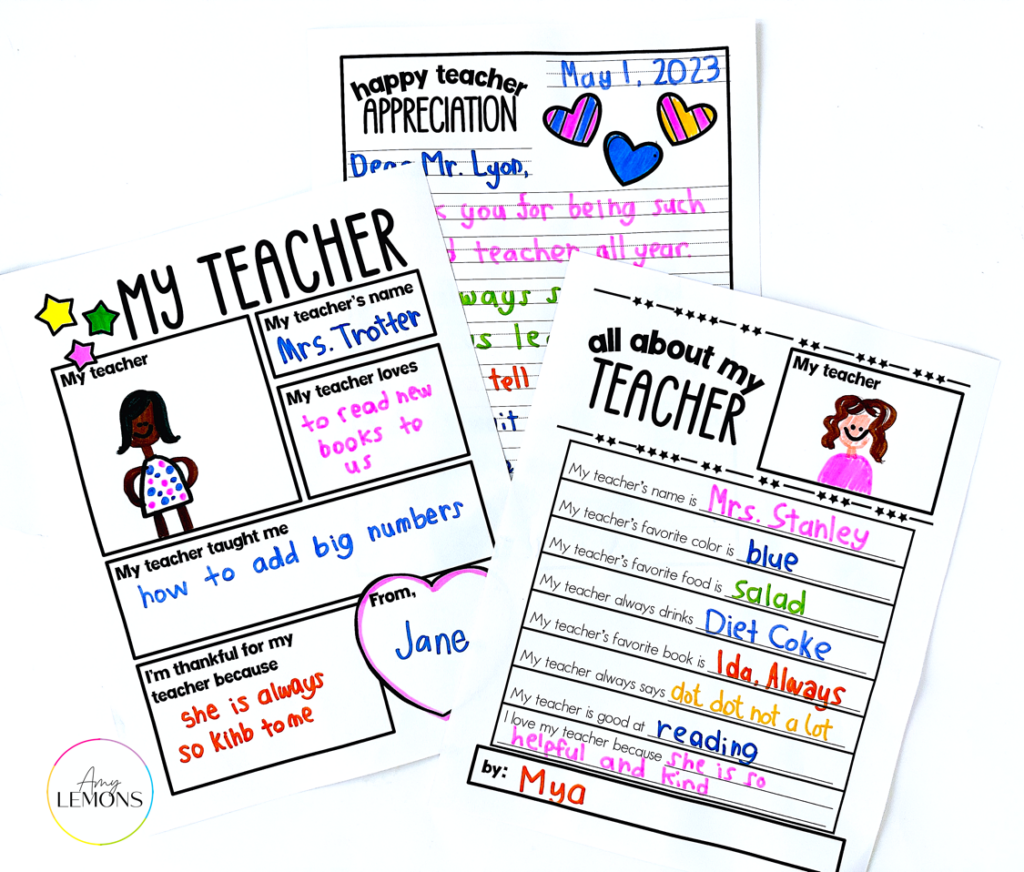 teacher appreciation letters and surveys for students