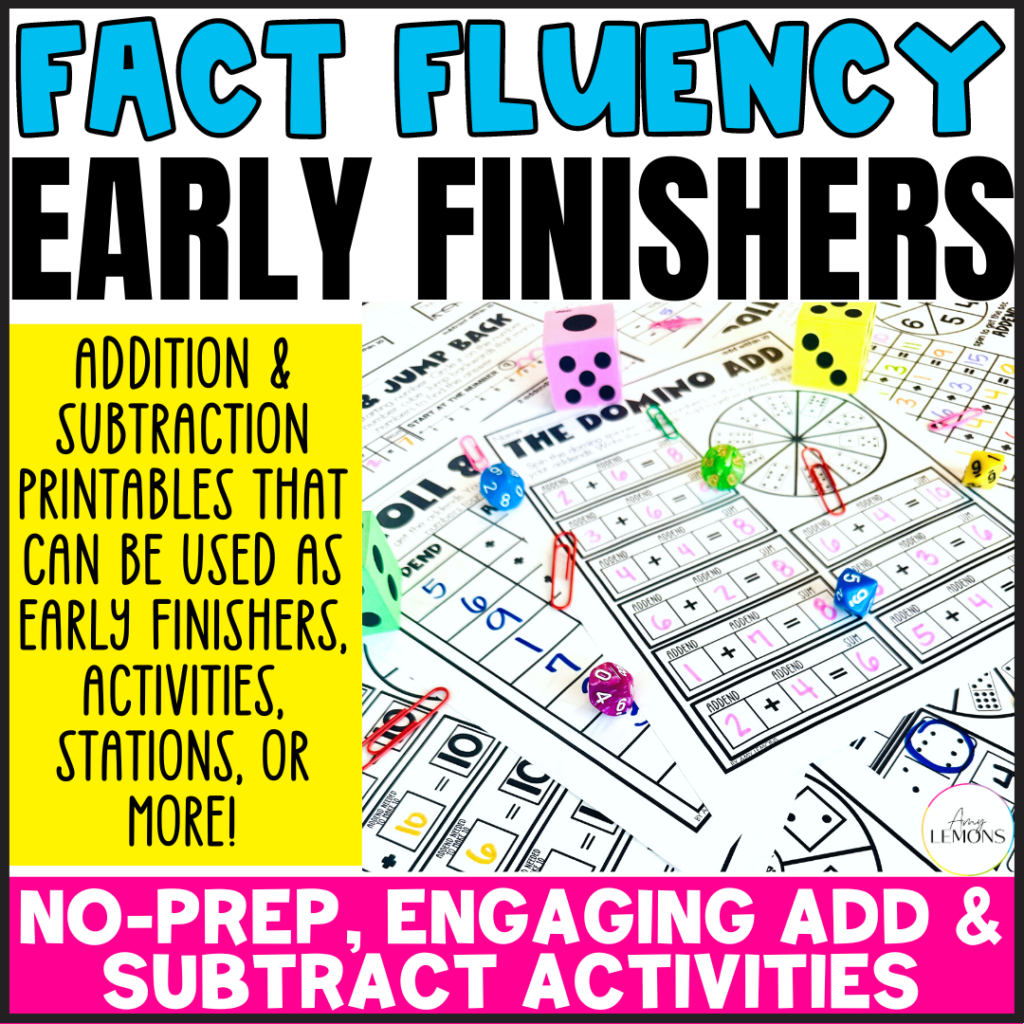 NO PREP Addition and Subtraction Printables, Early Finishers, Activities