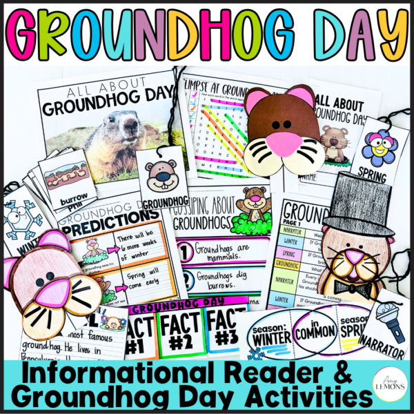 Groundhog Day Craft and Writing Activities with Headband, Word Search, Nonfiction Reader