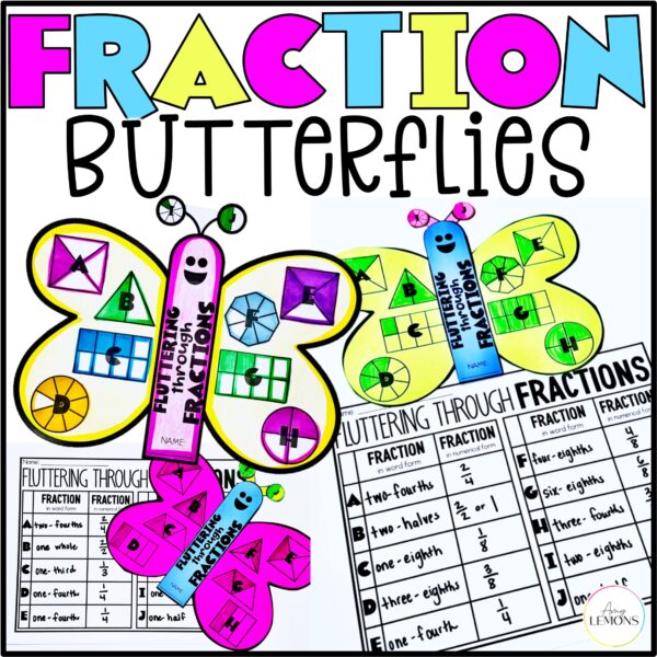 Butterfly Math & Fraction Craft Activity | Spring Math Fractions Bulletin Board