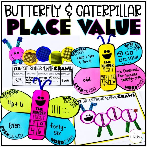 Spring Place Value Activity Caterpillar & Butterfly Math Crafts & Bulletin Board