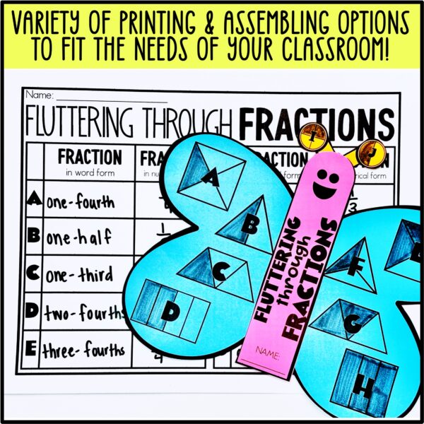 Butterfly Math & Fraction Craft Activity | Spring Math Fractions Bulletin Board - Image 3