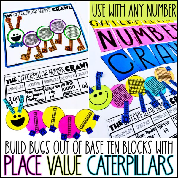 Spring Place Value Activity Caterpillar & Butterfly Math Crafts & Bulletin Board - Image 3