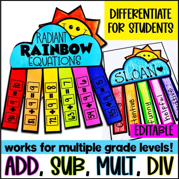 Spring Math Craft | Rainbow Math Fact Fluency Craft & Spring Math Bulletin Board - Image 4