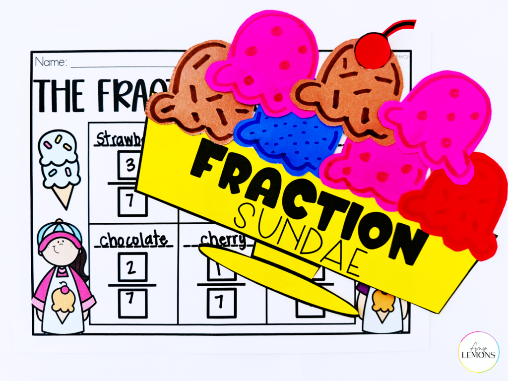 fraction sundae craft for 2nd grade math