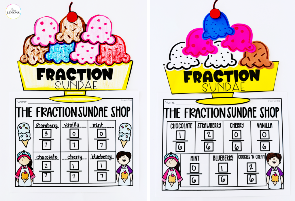 fraction sundae craft for 2nd grade math