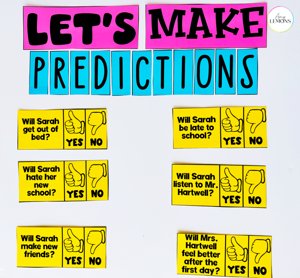 First Day Jitters activities with a prediction anchor chart for a back to school read aloud