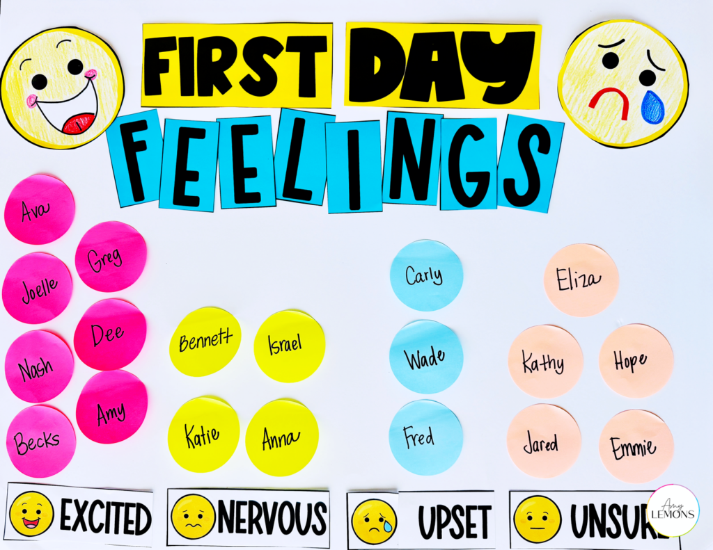 First Day Jitters feelings graph activity for back to school