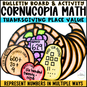 Cornucopia place value craft for Thanksgiving math activities