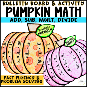 Fall pumpkin math craft for addition, subtraction, multiplication, and division