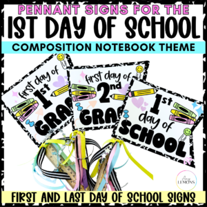 Home 17 First Day of School Signs | Back to School Composition Notebook Photo Props for Preschool to 12th Grade