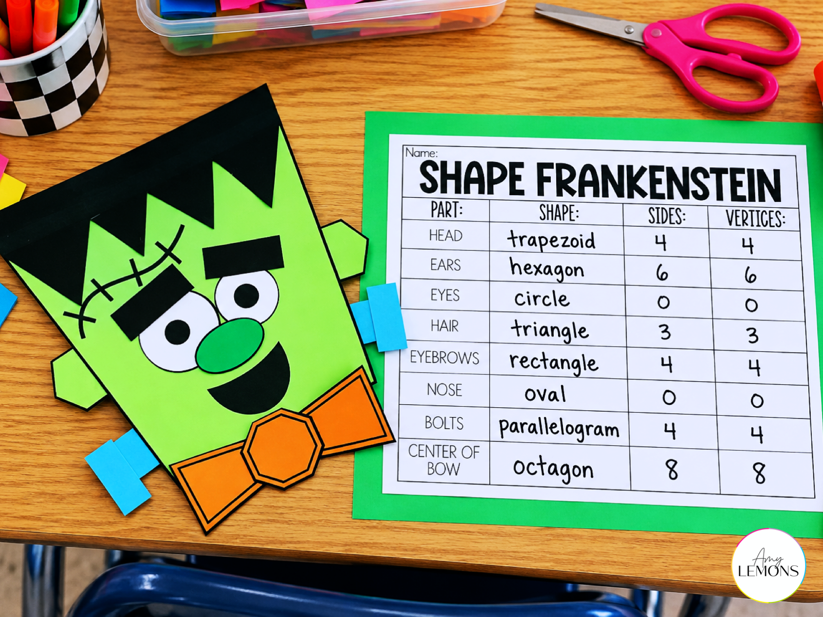 frankenstein shape math craft activity