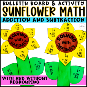 Sunflower math craft for 2-digit and 3-digit addition and subtraction